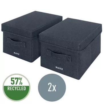  Doboz, szövet borítású, S méret, LEITZ "Fabric", sötétszürke