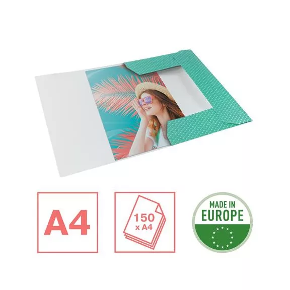 Gumis mappa, karton, A4, ESSELTE "Colour'Breeze", zöld
