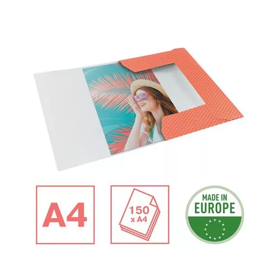Gumis mappa, karton, A4, ESSELTE "Colour'Breeze", korall