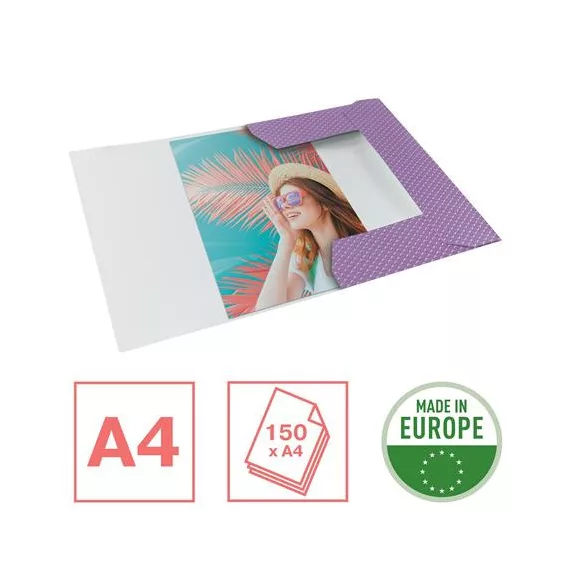 Gumis mappa, karton, A4, ESSELTE "Colour'Breeze", levendula