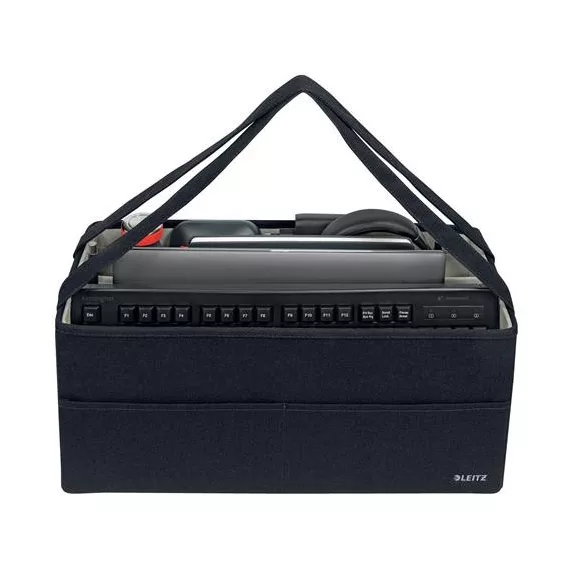 Hordozótáska, 3 rekeszes, LEITZ "Fabric Hot Desking", sötétszürke