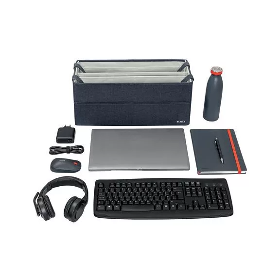 Hordozótáska, 3 rekeszes, LEITZ "Fabric Hot Desking", sötétszürke