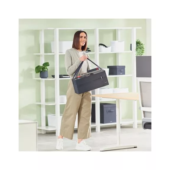 Hordozótáska, 3 rekeszes, LEITZ "Fabric Hot Desking", sötétszürke