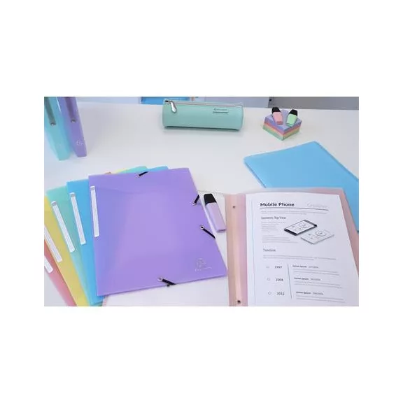 Gumis mappa, PP, A4, EXACOMPTA "Chromaline Pastel", korall