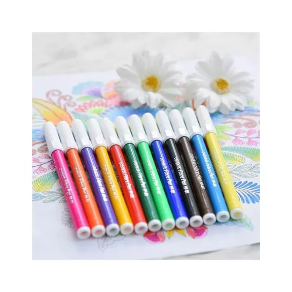 Filctoll készlet, COLOKIT "FibrePen", 12 különböző szín