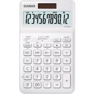   Számológép, asztali, 12 számjegy, CASIO "JW 200SC", fehér