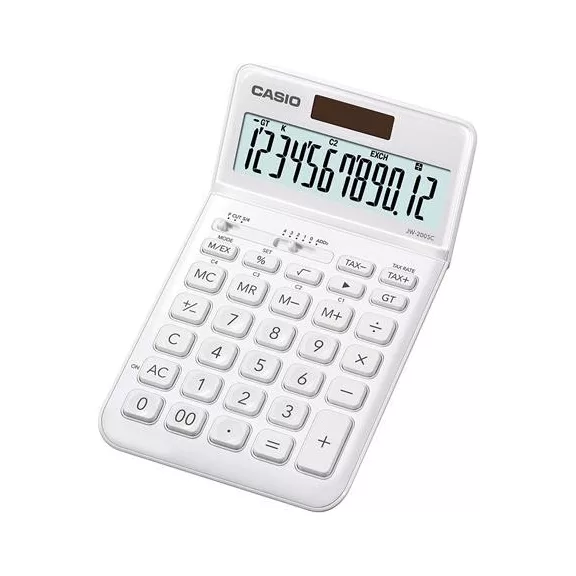 Számológép, asztali, 12 számjegy, CASIO "JW 200SC", fehér