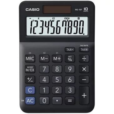   Számológép, asztali, 10 számjegy, CASIO "MS-10 F", fekete