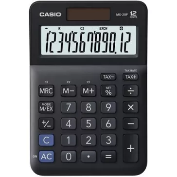   Számológép, asztali, 12 számjegy, CASIO, "MS-20 F", fekete