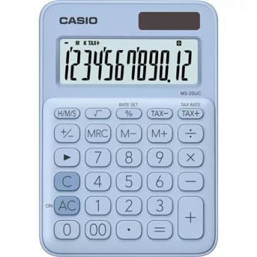   Számológép, asztali, 12 számjegy, CASIO, "MS 20 UC", világoskék