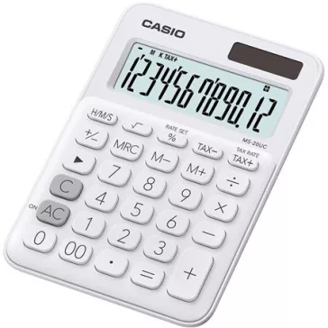   Számológép, asztali, 12 számjegy, CASIO, "MS 20 UC", fehér