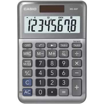   Számológép, asztali, 8 számjegy, CASIO "MS-80 F", szürke