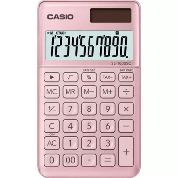   Zsebszámológép, 10 számjegy, CASIO "SL 1000", világos rózsaszín