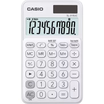   Zsebszámológép, 10 számjegy, CASIO "SL 310" fehér
