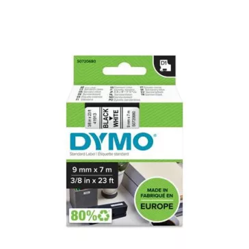   Feliratozógép szalag, 9 mm x 7 m, DYMO "D1", fehér-fekete