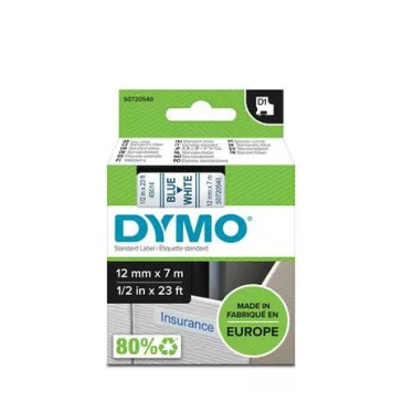   Feliratozógép szalag, 12 mm x 7 m, DYMO "D1", fehér-kék
