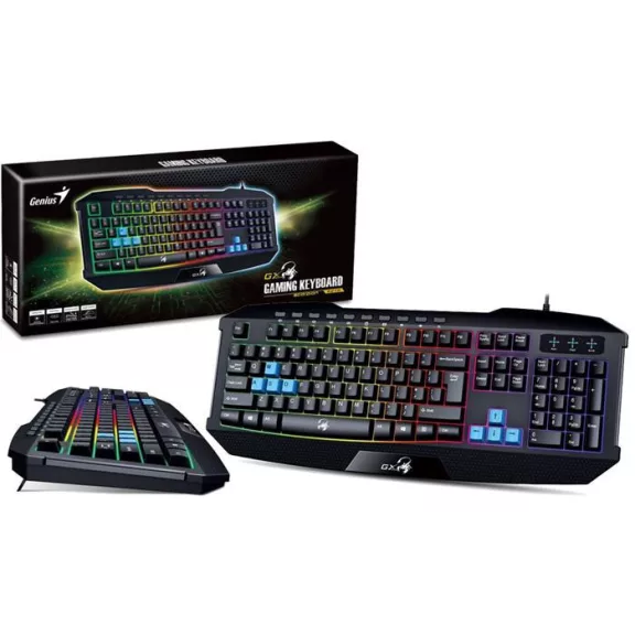 Billentyűzet, vezetékes, USB, HUN, gaming, GENIUS "Scorpion K215"