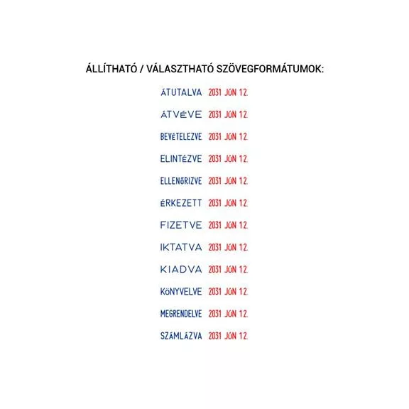 Dátum- és szövegbélyegző, 12 féle szöveggel, COLOP "S120/WD"