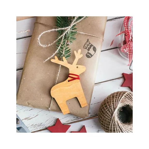 Bélyegző, kirakós, 10 motívummal, "Nio Karácsony", fehér ház, fekete párnával