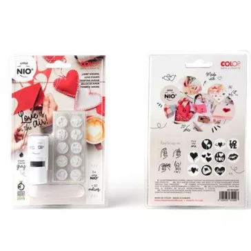   Bélyegző, kirakós, 10 motívummal, "Nio Szerelem", fehér ház, fekete párnával