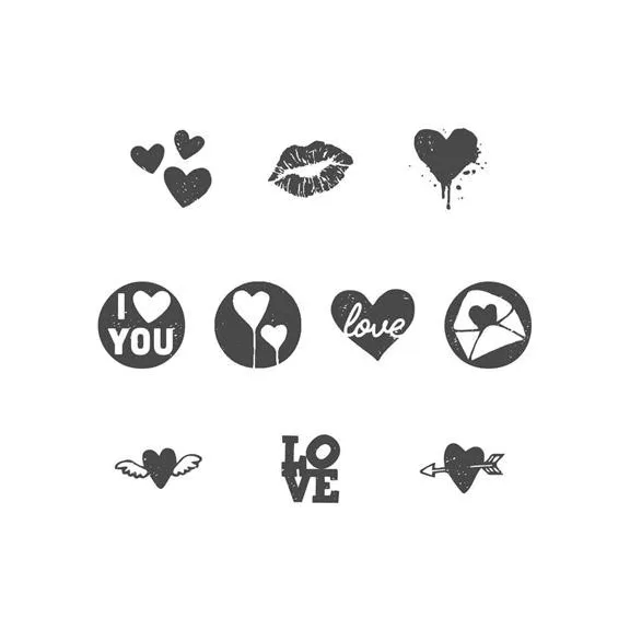 Bélyegző, kirakós, 10 motívummal, "Nio Szerelem", fehér ház, fekete párnával