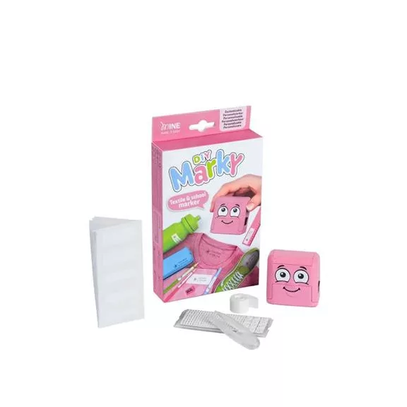 Bélyegző textilhez, kirakós COLOP "Marky", pink ház, fekete párnával