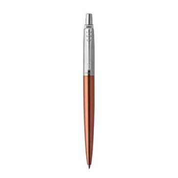   Golyóstoll, 0,7 mm, ezüst színű klip, Chelsea narancssárga tolltest, PARKER "Royal Jotter", kék