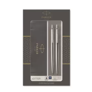   Golyóstoll és nyomósirón szett, díszdoboz, rozsdamentes acél tolltest, PARKER "Royal Jotter", kék