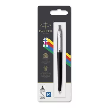   Golyóstoll, 0,7 mm, ezüst színű klip, fekete tolltest, PARKER "Royal Jotter Originals", kék