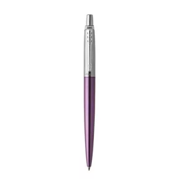   Golyóstoll, 0,7 mm, ezüst színű klip, victoria ibolya kék tolltest, PARKER, "Royal Jotter", kék