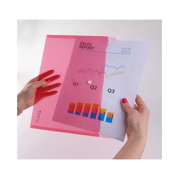 Irattartó tasak, A4, PP, patentos, VICTORIA OFFICE, piros