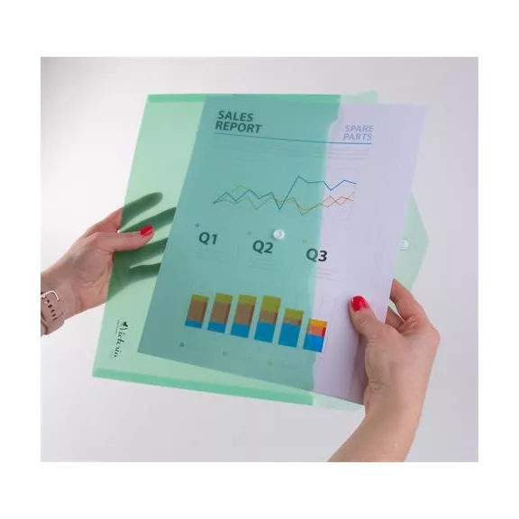 Irattartó tasak, A4, PP, patentos, VICTORIA OFFICE, zöld