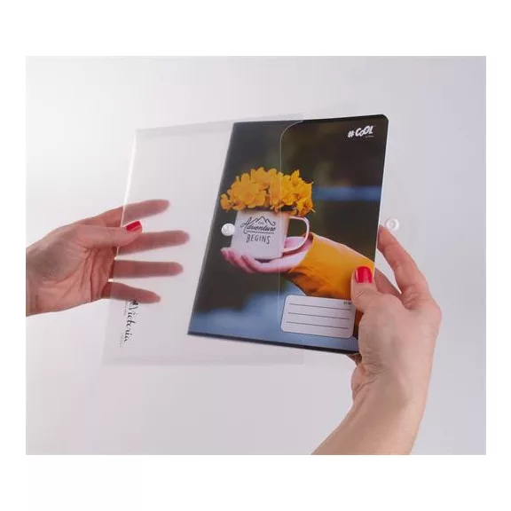 Irattartó tasak, A5, PP, patentos, VICTORIA OFFICE, áttetsző