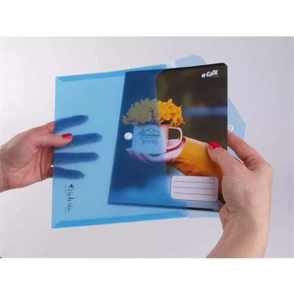 Irattartó tasak, A5, PP, patentos, VICTORIA OFFICE, kék
