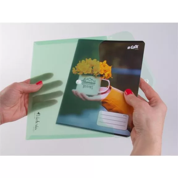 Irattartó tasak, A5, PP, patentos, VICTORIA OFFICE, zöld