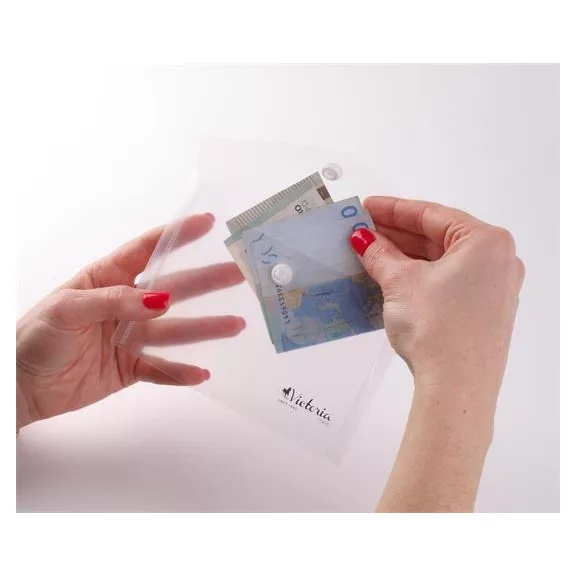 Irattartó tasak, A6, PP, patentos, VICTORIA OFFICE, áttetsző