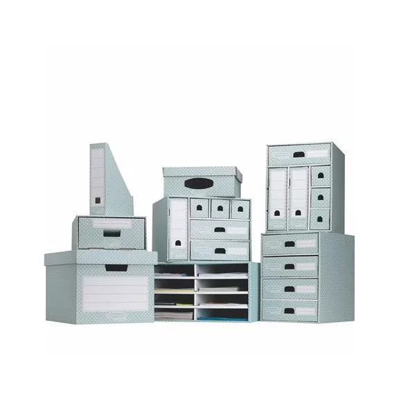 Tároló doboz, karton, 33,3x28,5x39 cm FELLOWES, "Style", zöld-fehér