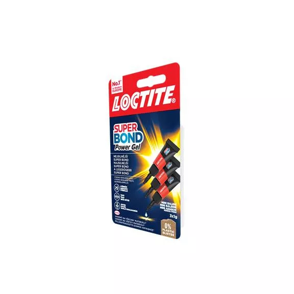 Pillanatragasztó gél, 3 x 1 g, HENKEL "Loctite Super Bond POWER Gél Mini Trio"