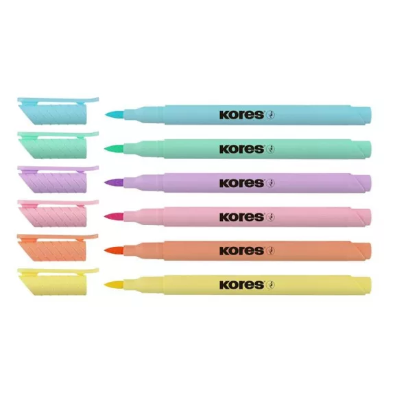 Ecsetirón készlet, KORES "Pastel Style", 6 pasztell szín