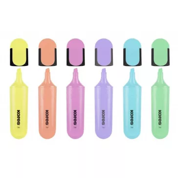   Szövegkiemelő készlet, 0,5-5 mm, KORES "Bright Liner Plus Pastel", 6 különböző szín