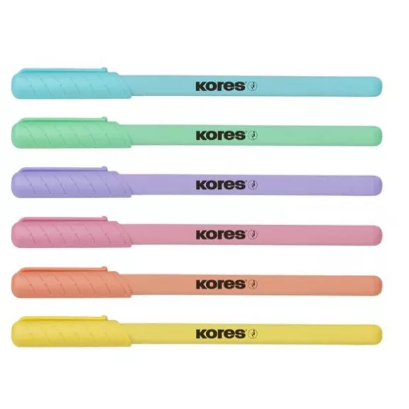 Golyóstoll, 1,0 mm, kupakos, háromszögletű, KORES "KOR-M Pastel", kék