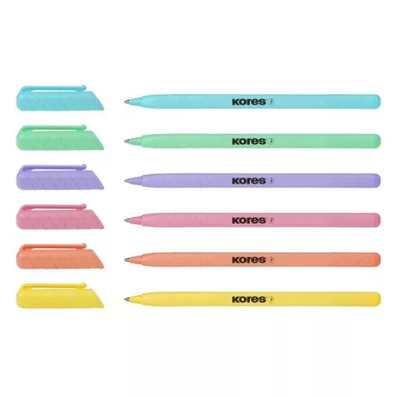 Golyóstoll, 1,0 mm, kupakos, háromszögletű, KORES "KOR-M Pastel", kék
