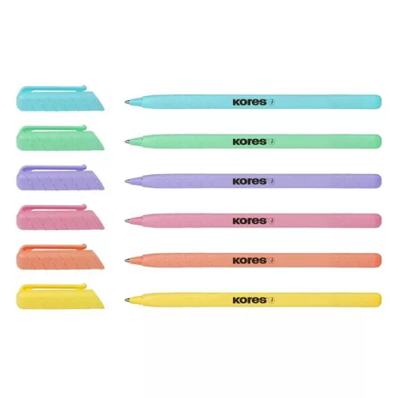 Golyóstoll, 1,0 mm, kupakos, háromszögletű, KORES "KOR-M Pastel", kék