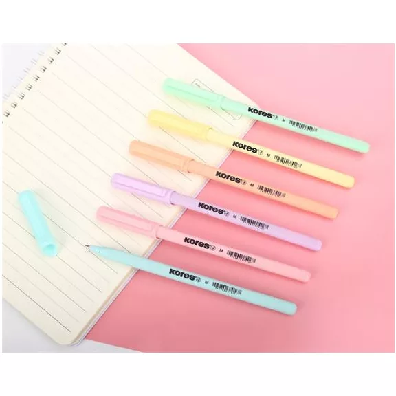 Golyóstoll, 1,0 mm, kupakos, háromszögletű, KORES "KOR-M Pastel", kék