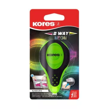   Hibajavító roller, 4,2 mm x 8 m, KORES "2WAY Neon", vegyes színekben