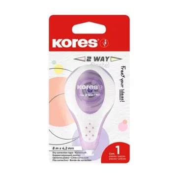   Hibajavító roller, 4,2 mm x 8 m, KORES "2WAY Pastel", vegyes pasztell színekben