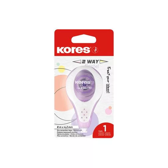Hibajavító roller, 4,2 mm x 8 m, KORES "2WAY Pastel", vegyes pasztell színekben