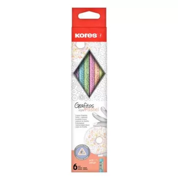   Grafitceruza készlet, radírral, HB, háromszögletű, KORES "Grafitos Style Pastel"