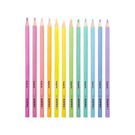 Színes ceruza készlet, háromszögletű, KORES "Kolores Pastel", 12 pasztell szín