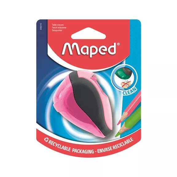 Hegyező, kétlyukú, tartályos, MAPED "Clean", vegyes színek Hegyező, kétlyukú, tartályos, MAPED "Clean", vegyes színek